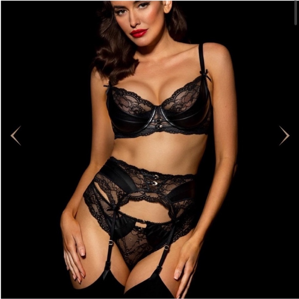 Honey birdette Jordyn 4pc 34D push up medium garter, brief, and bolero - Picture 2 of 15